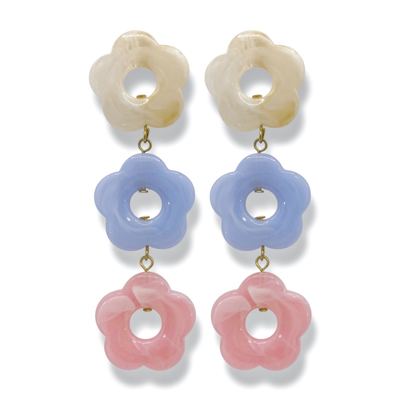 Daisy Flower Drop Earrings|Ivory/Multi