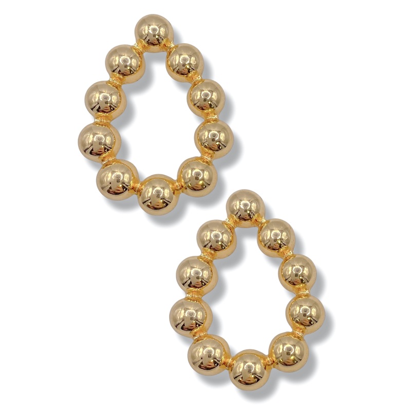 Delaina Gold Teardrop Ball Earrings