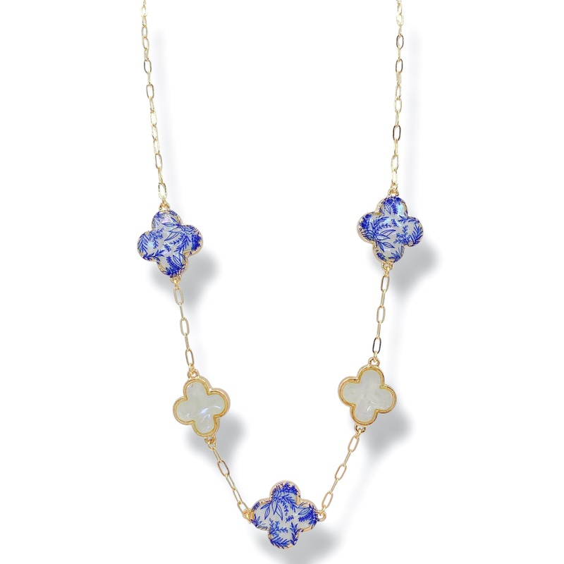 Full Time Floral Clover Charm Necklace