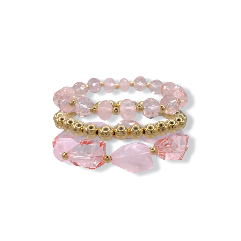 Keeping Count Pink Beaded Bracelet Set