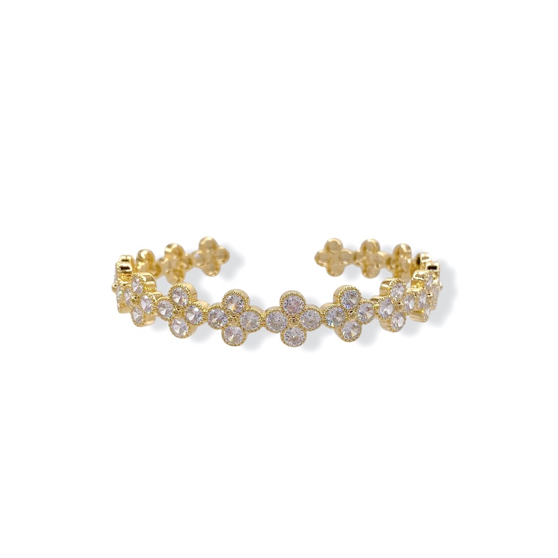 Overlooked Pave Clover Cuff Bracelet