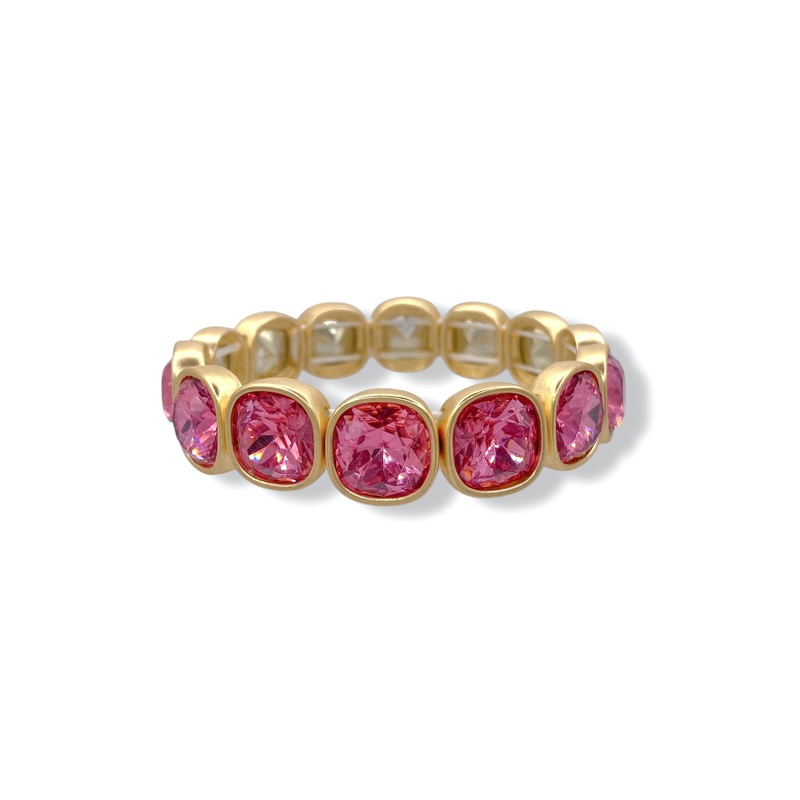 Point Across Pink Cushion Cut Crystal Bracelet