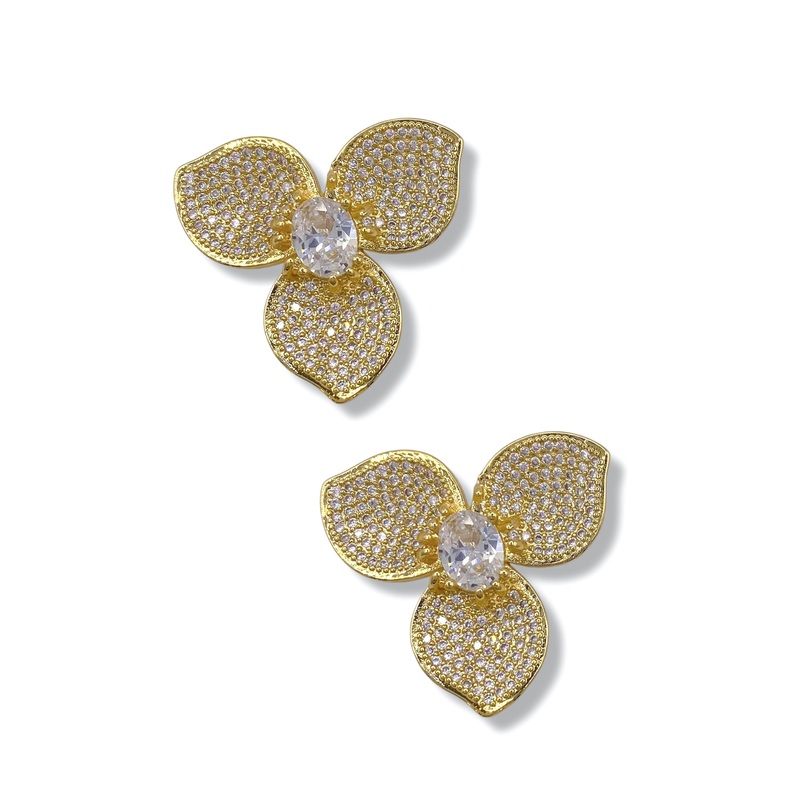 Treasure Jewels Crystal Petals Gold Stud Earrings – FINAL SALE