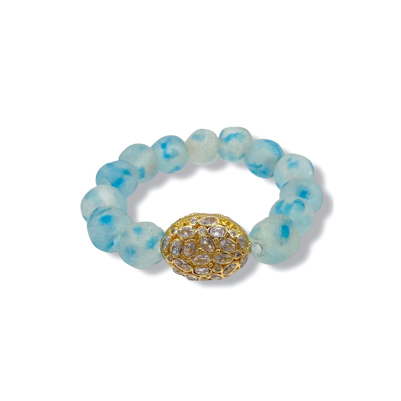 Virtue The Princess Turquoise Confetti Glass Luxe Beaded Bracelet