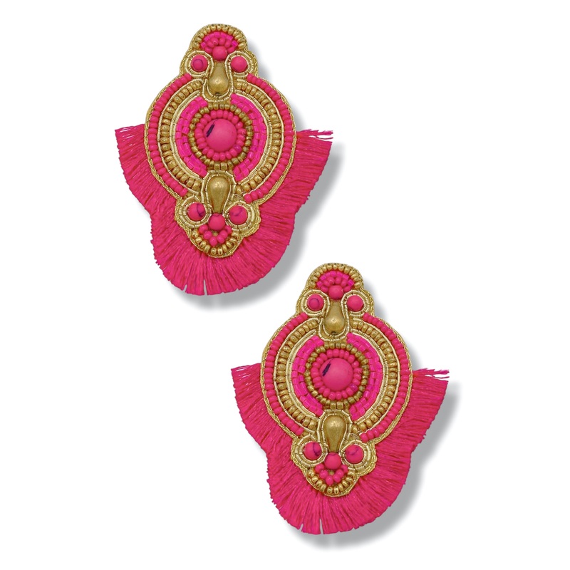World Trip Fuchsia Post Back Earrings *Final Sale*