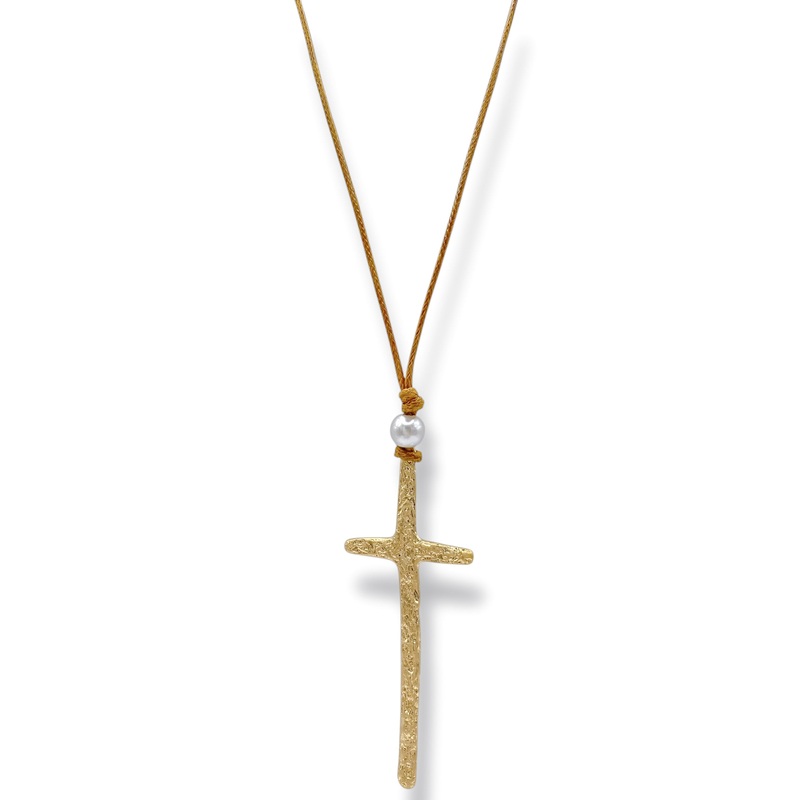 Cadee Brown Hammered Cross Necklace *Final Sale*