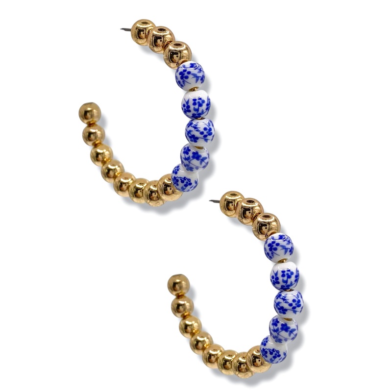 Vikki Ceramic & CCB Ball Hoop Earrings