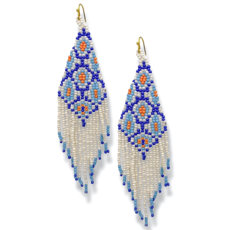 A Beach Breeze Seed Bead Fringe Earrings *Final Sale*