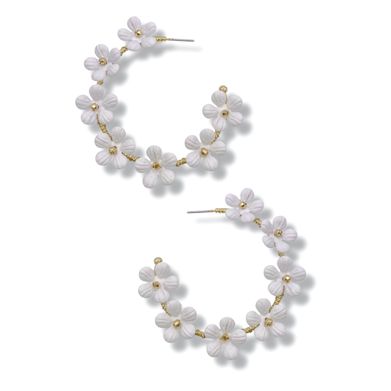 Francesca Fuchsia White Hoop Earrings *Final Sale*