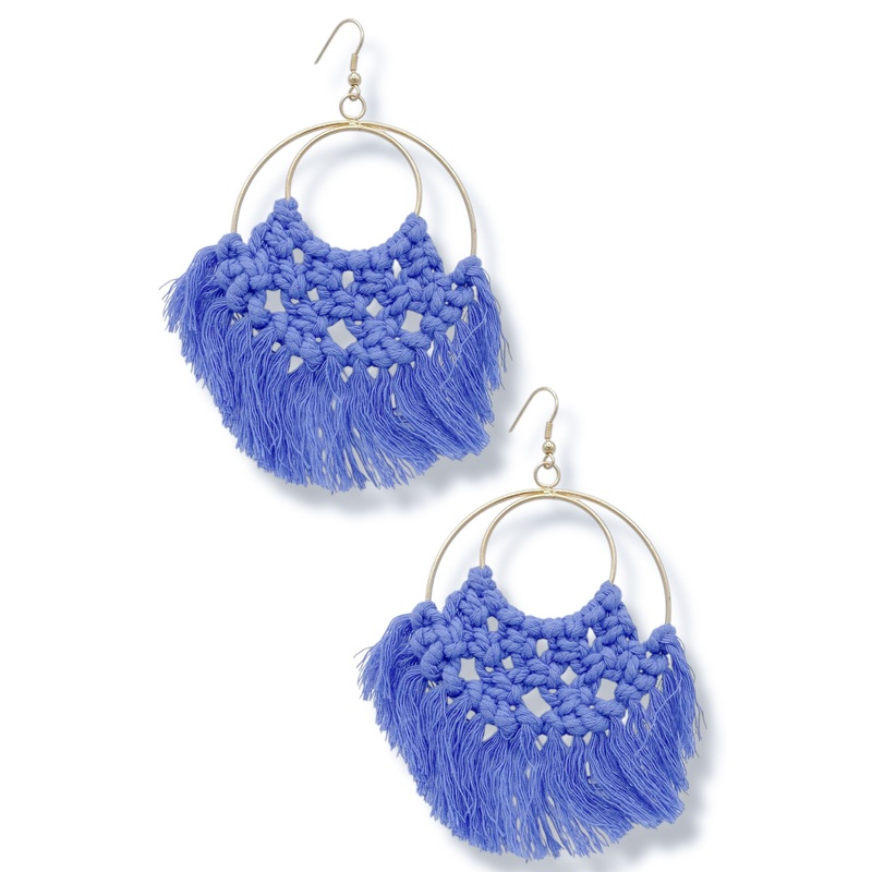 Jianna Periwinkle Thread Fringe Circle Earrings – FINAL SALE
