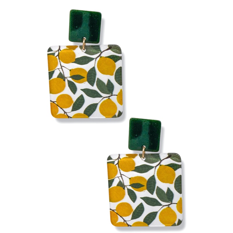 Lemon & Leaves Acrylic Earrings – FINAL SALE