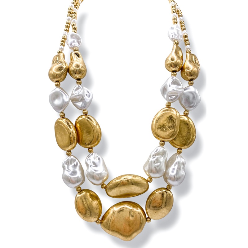 Lyra Chunky Pearl & Nugget Layered Necklace