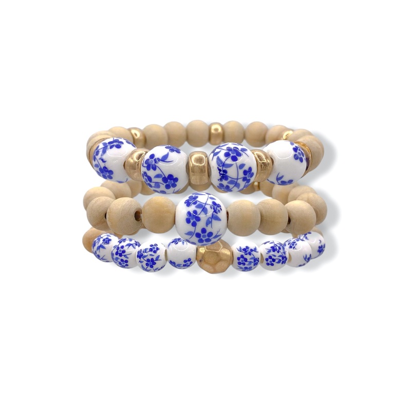 Edith Wood & Ceramic Beaded Bracelet Set – FINAL SALE