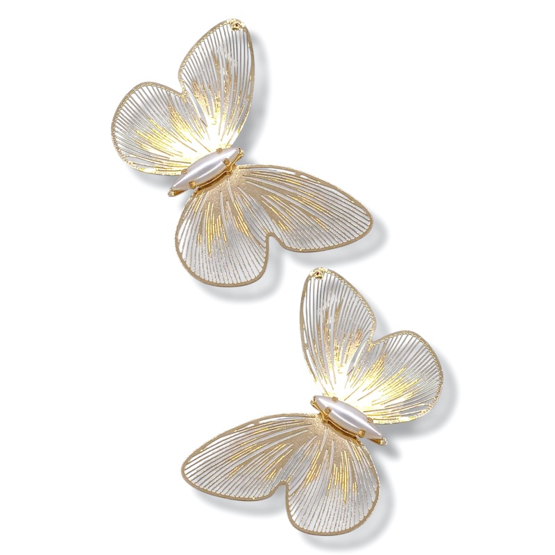 Filigree Butterfly Earrings|Gold/Cream