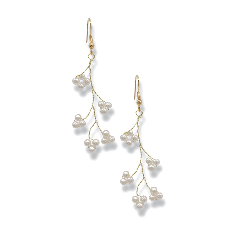Full Blossom Wire & Pearl Earrings