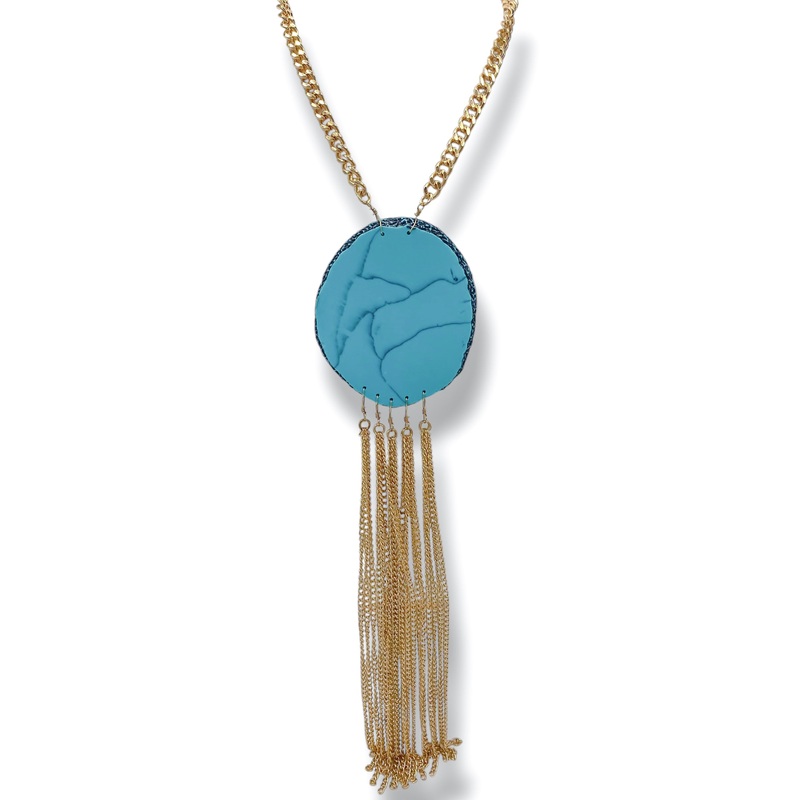 Jaycce Stone Pendant Necklace|Turquoise/Gold