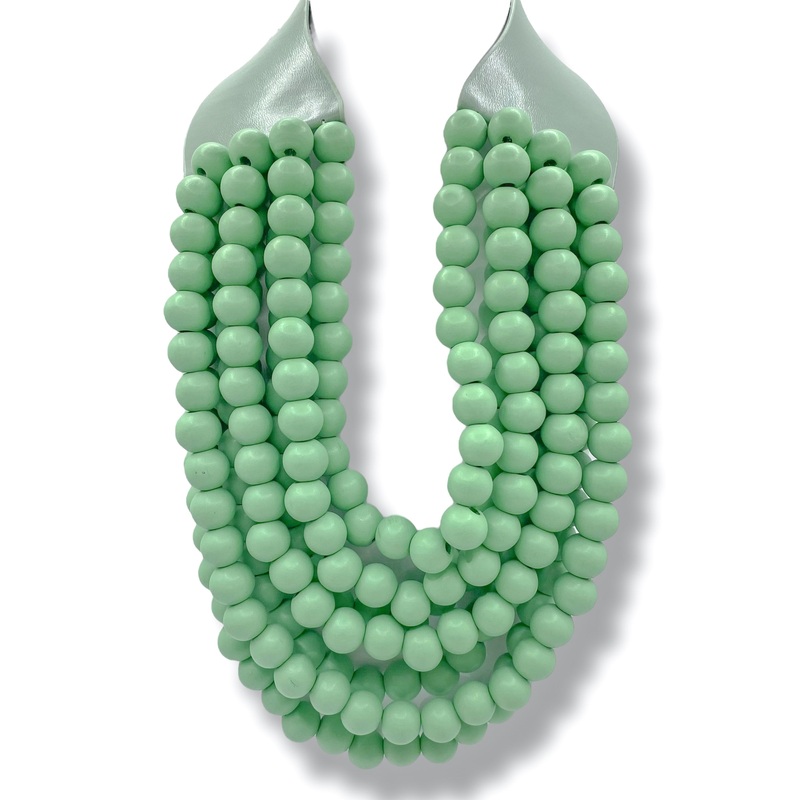 Just Right Green Wood Bead Statement Necklace