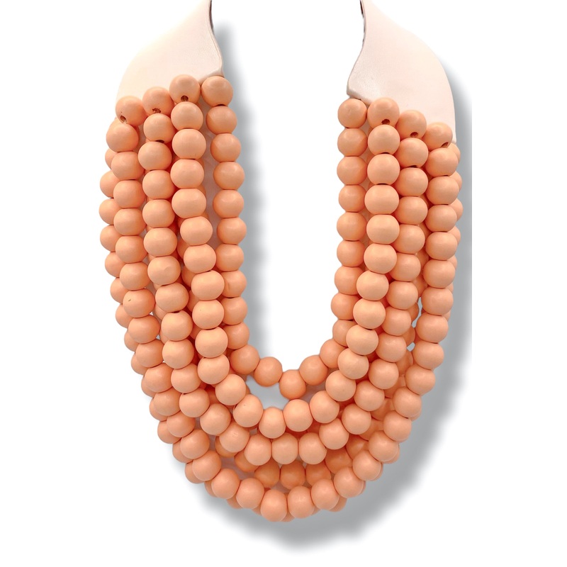 Just Right Lt. Coral Wood Bead Statement Necklace