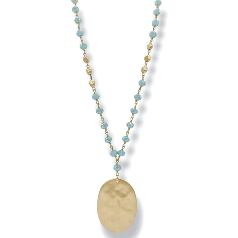 Lakelyn Hammered Oval & Bead Necklace *Final Sale*