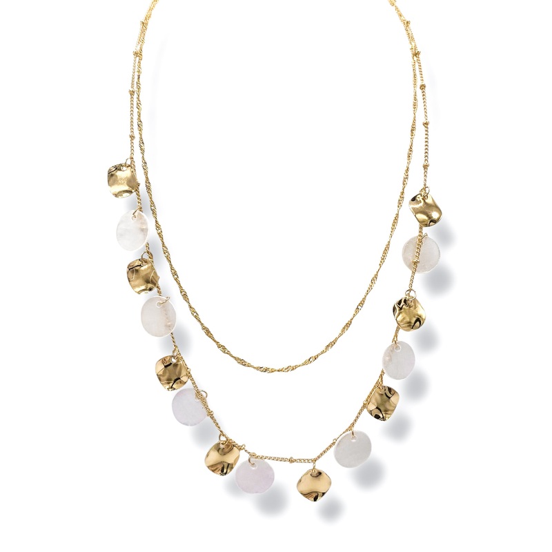 Lilibeth Disc Pearl & Metal Dual Necklace *Final Sale*