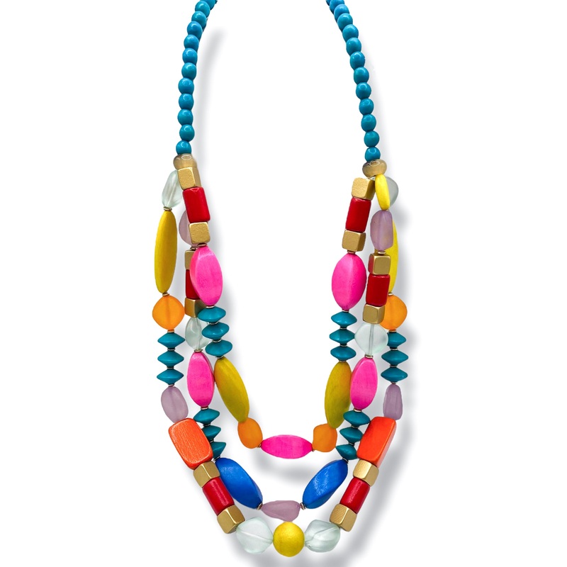 Loretta Chunky Wood Necklace|Multi
