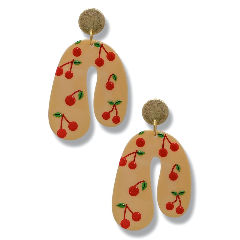 Pretty Please Cherry Print Acrylic Earrings *Final Sale*