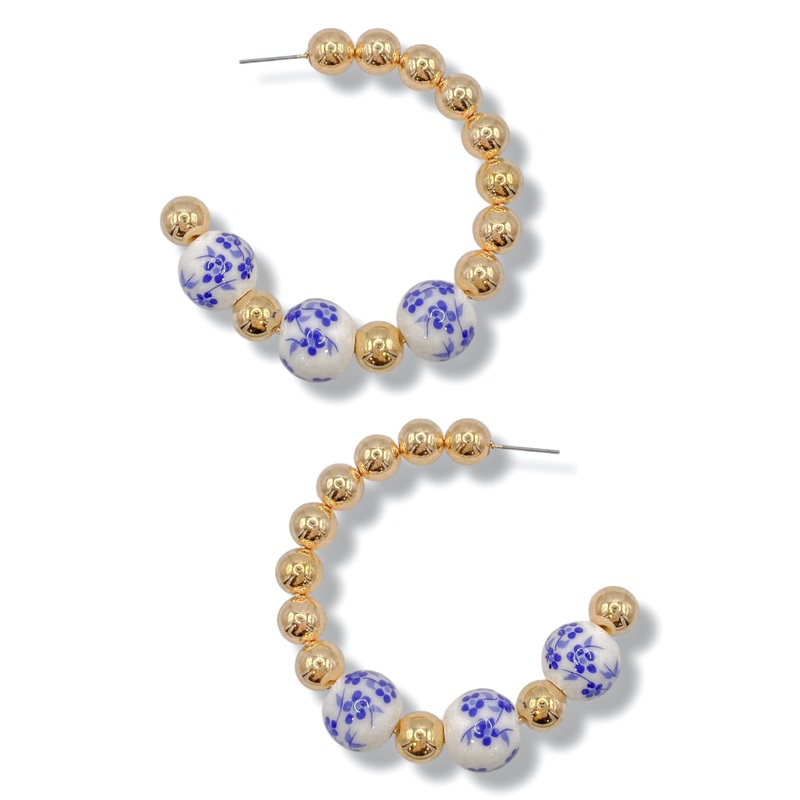 Vera Ceramic & CCB Ball Hoop Earrings