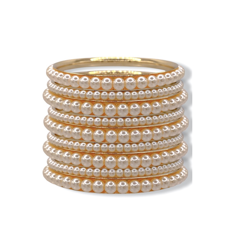 Alice Pearl Bangle Bracelet Set