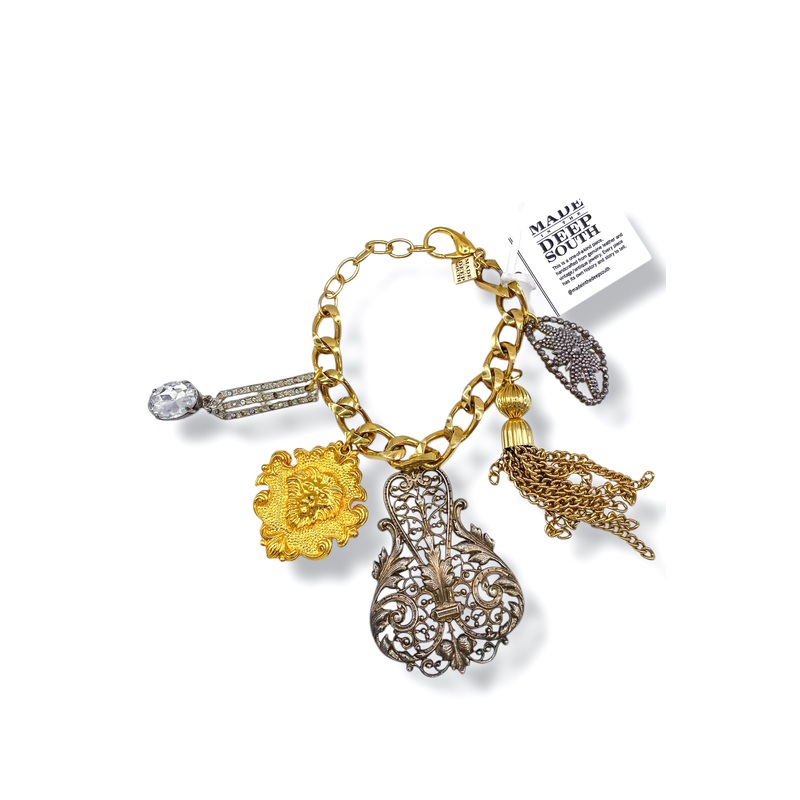 Made in the Deep South 1800s-1970s Brooches & Charms Chain Bracelet