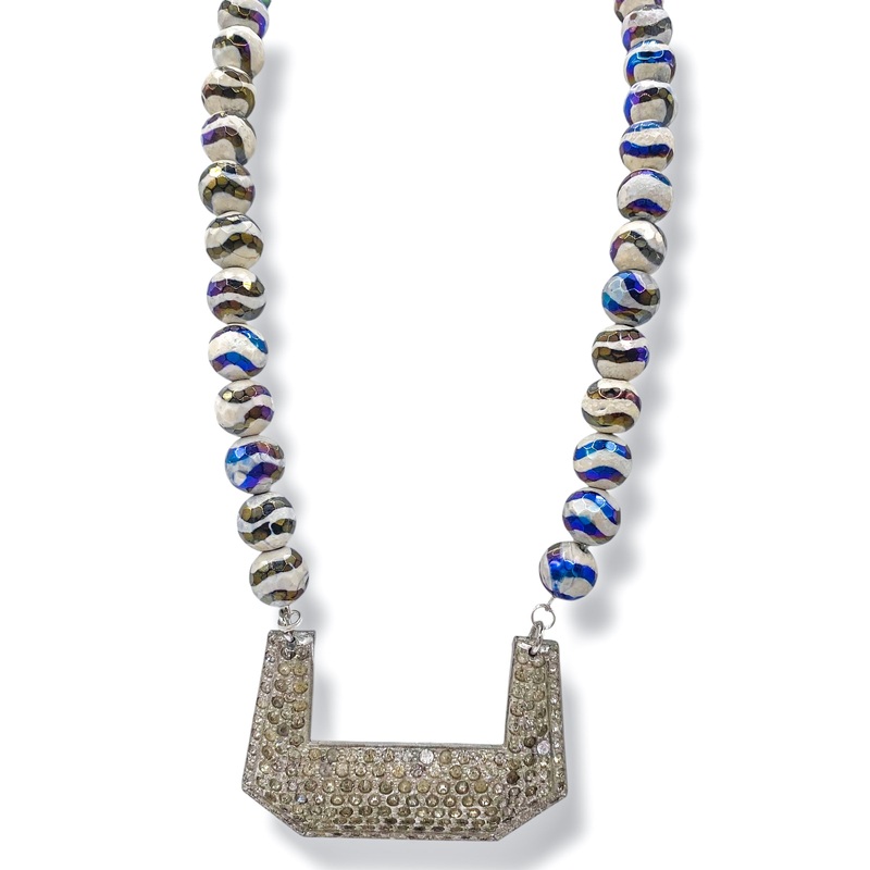 Made in the Deep South 1920s Buckle 1960s Painted Beads Necklace