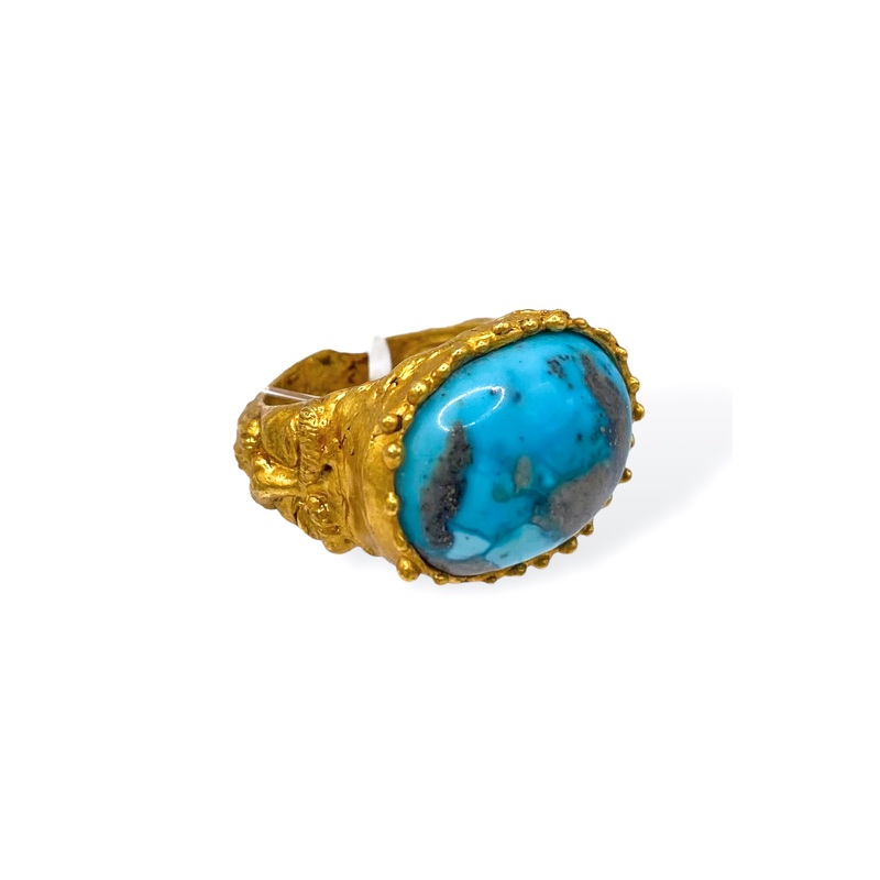 Made in the Deep South 1960s Turquoise 18kt Plated Ring Sz 7.5