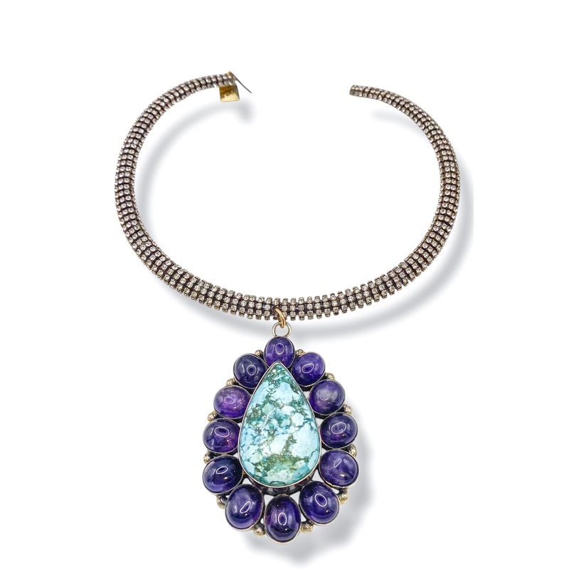 Made in the Deep South 1970s Turquoise & Amethyst 1970s Choker