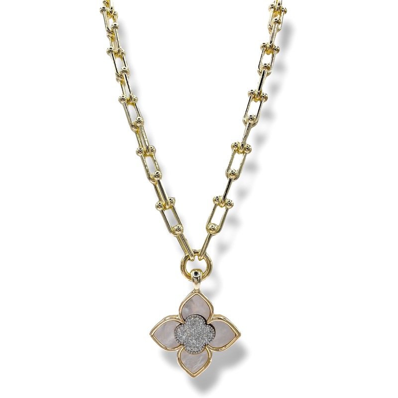 Melody CZ Clover & MOP Chain Necklace