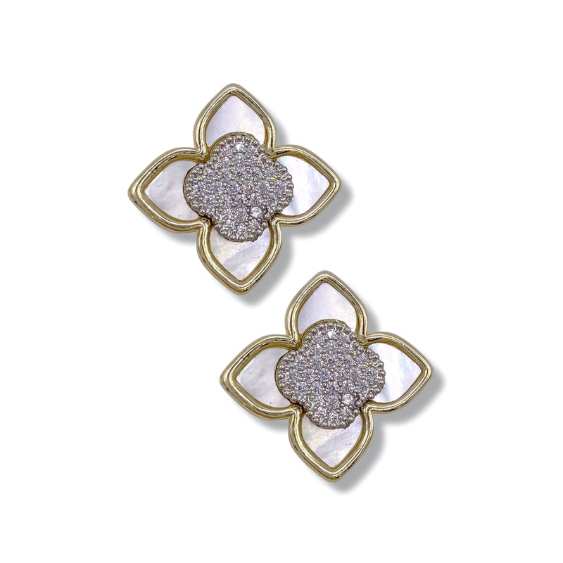 Melody CZ Clover MOP Earrings – FINAL SALE