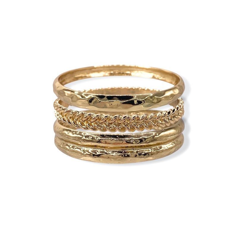 On A Roll Gold Textured Bangle Bracelet Set – FINAL SALE