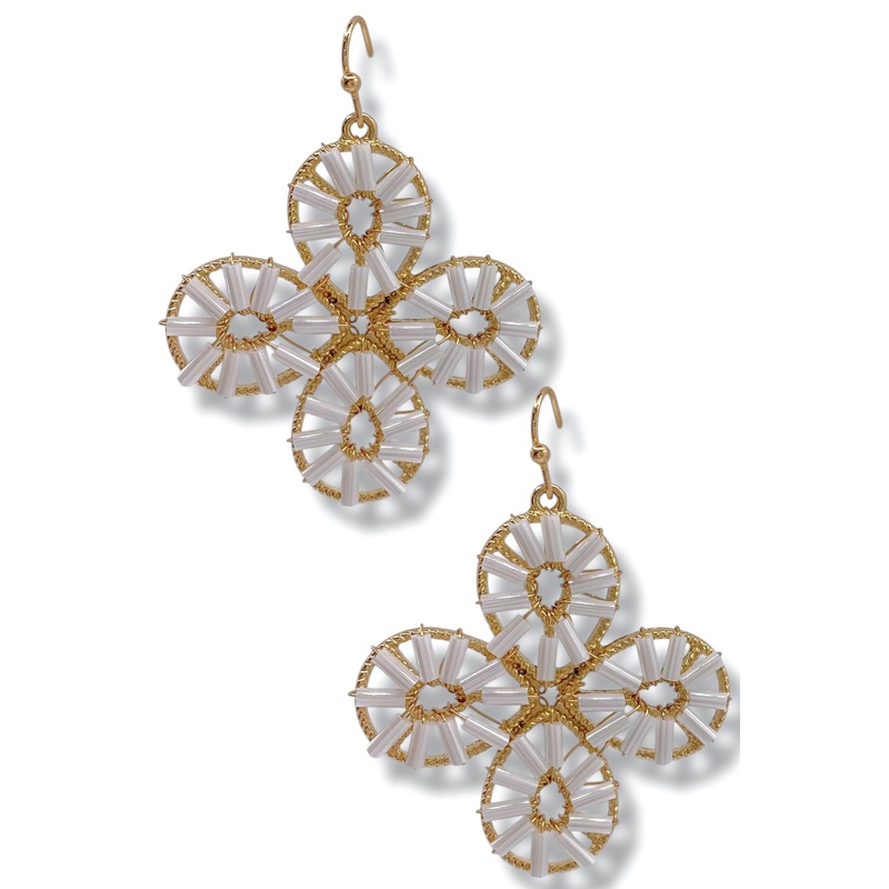 On Your Mind White Flower Drop Earrings *Final Sale*