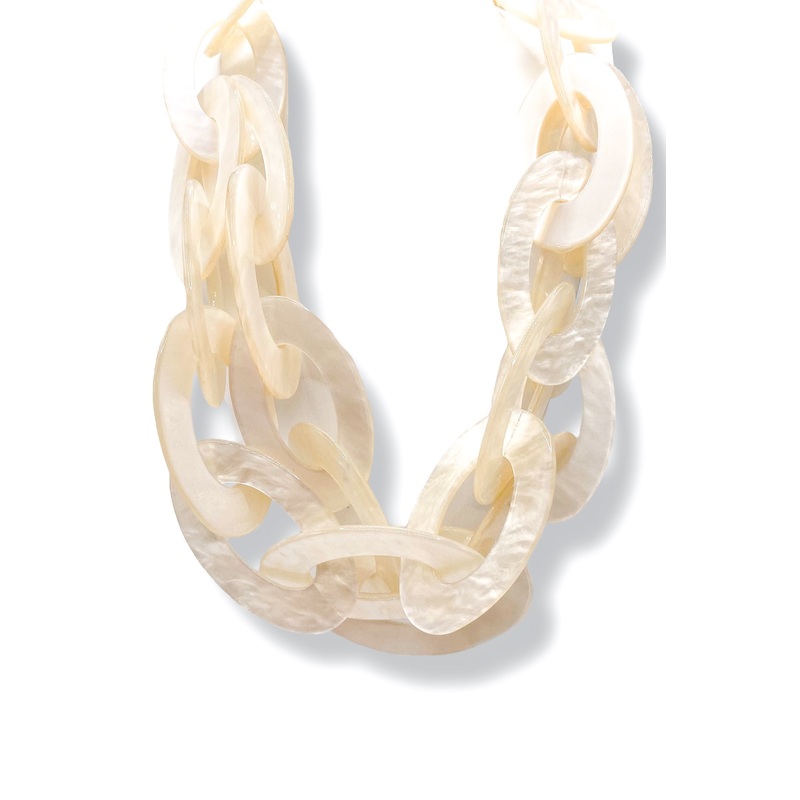 Out In The Open Ivory Oval Link Layer Necklace
