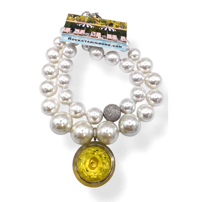 Rockstar In Rome Glass Pearl Necklace