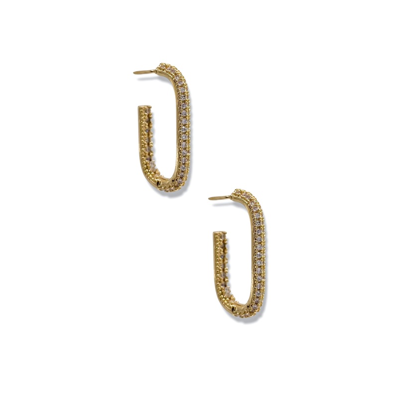 Amelia Pave Crystal Oval Hoop Earrings – FINAL SALE