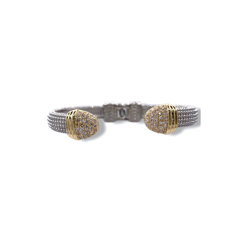 Ava Two-tone CZ Edge Cuff Bracelet *Final Sale*