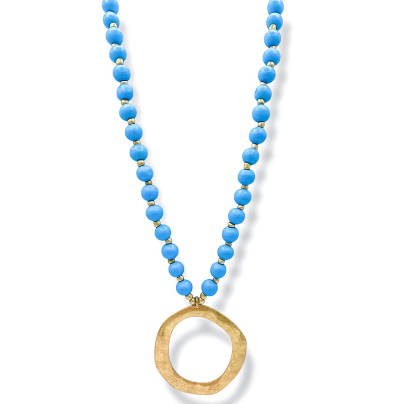 Out In The Blue Pendant Bead Necklace – FINAL SALE