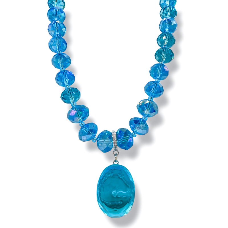 Rockstar In Rome Aqua Crystal Necklace