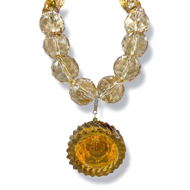Rockstar In Rome Big Gold Chandeiler Necklace
