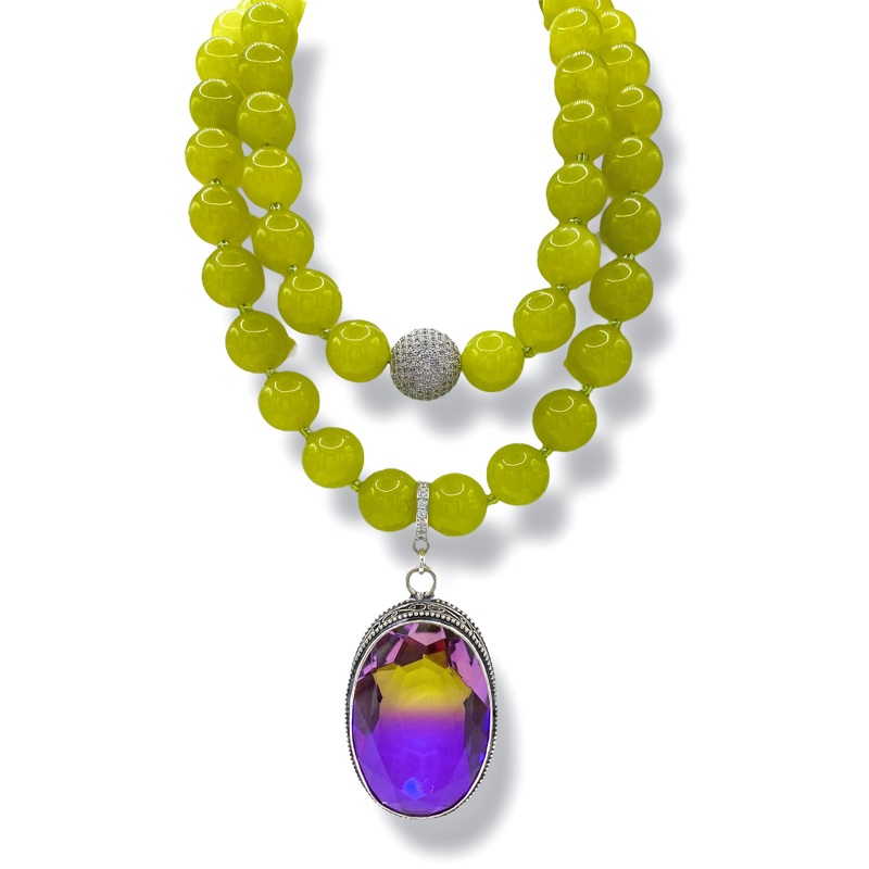 Rockstar In Rome Double Lime Necklace