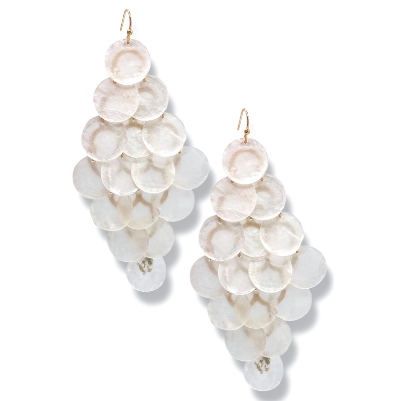 Chandler Chandelier Disk Shell Earrings