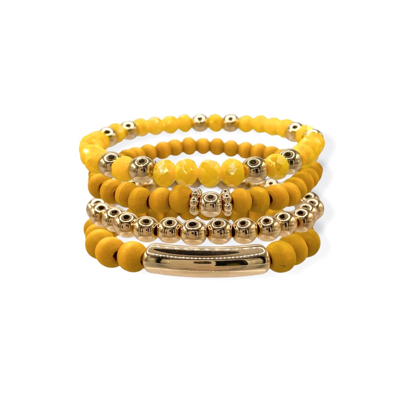 On The Run Mustard Beaded Bracelet Set – FINAL SALE