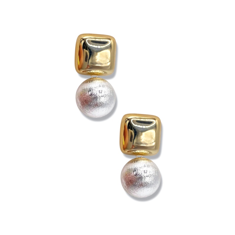 Jasmine Square & Ball Earrings