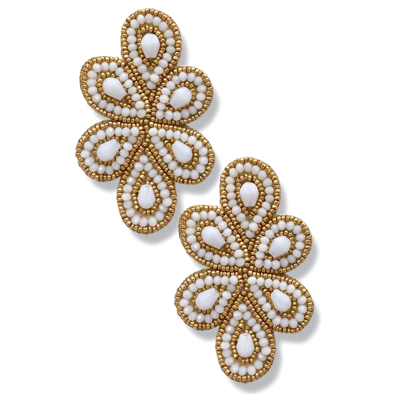 Linda White Beaded Earrings – FINAL SALE