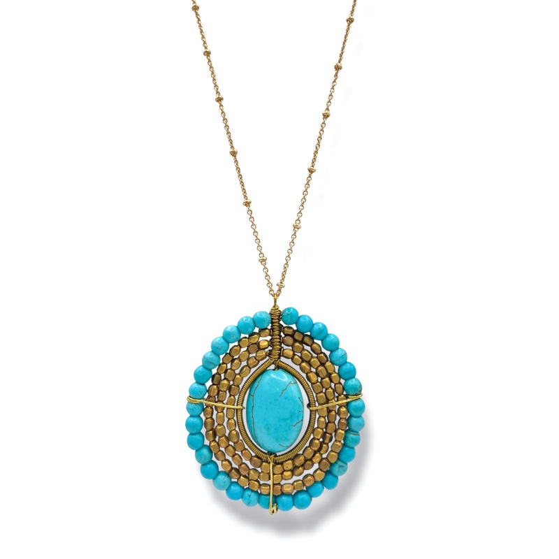 Moxie Beaded Turquoise Pendant Necklace