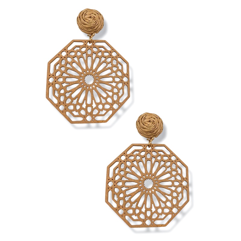 On The Edge Filigree Earrings|Lt. Brown